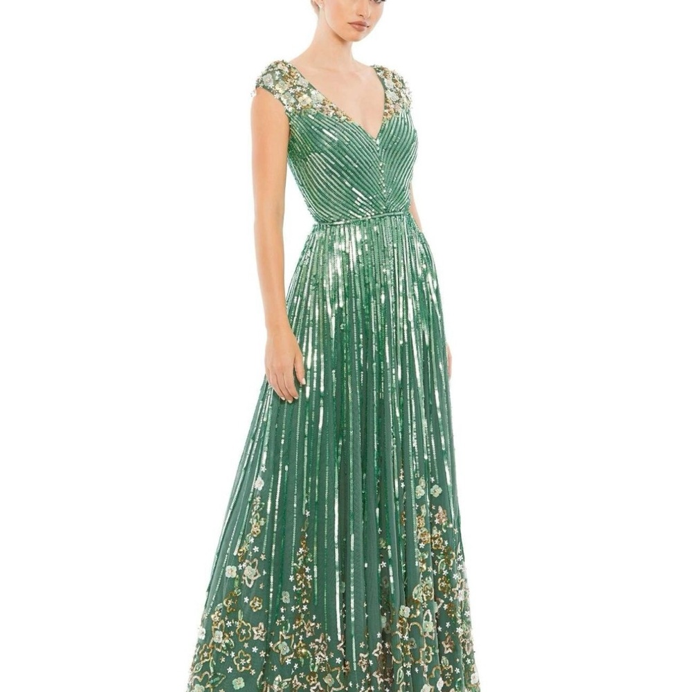 Mac Duggal Emerald Sequin Evening Dress